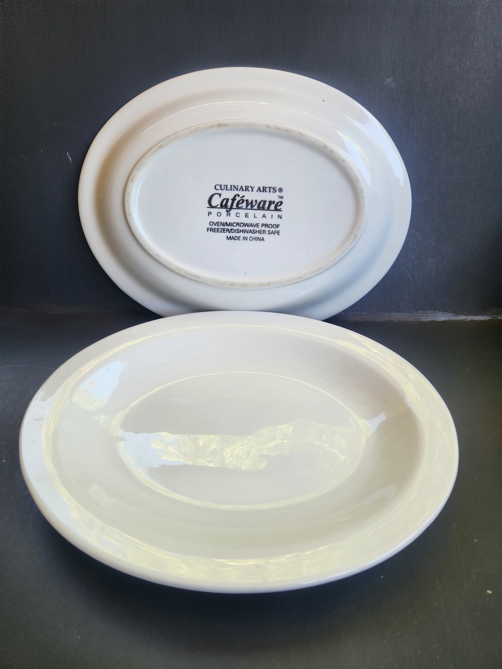 Culinary Arts Cafeware Porcelain Oval Plates Set of 2 White
